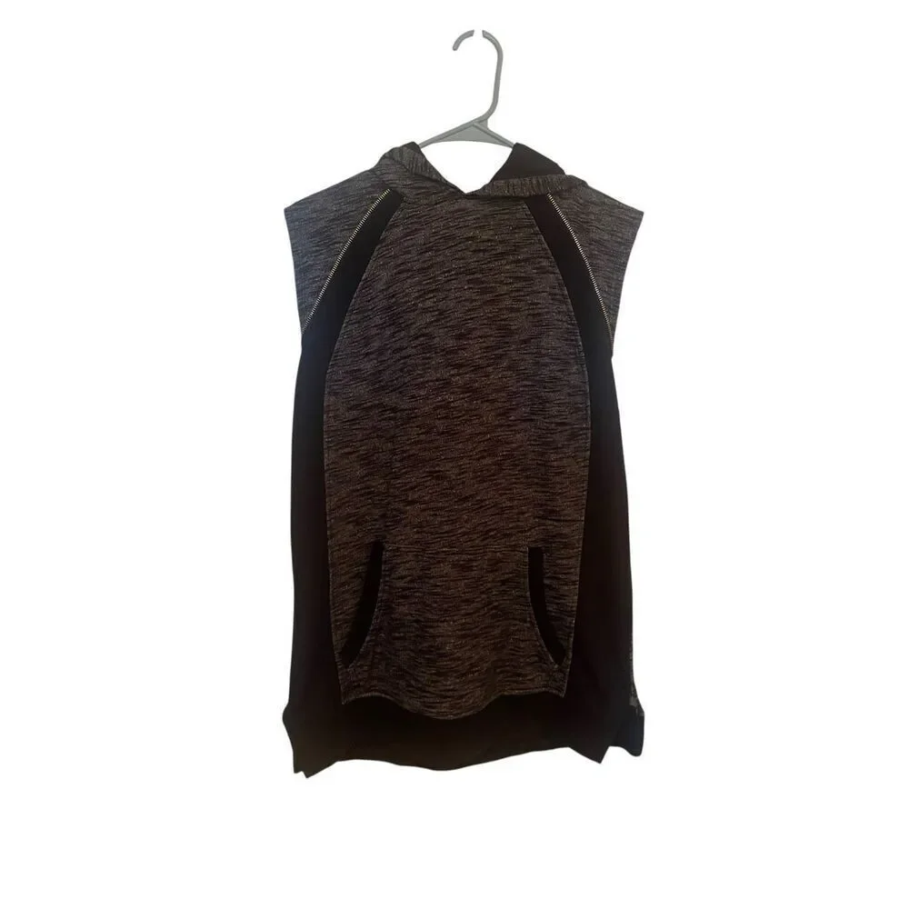 Smoke Rise Men Gray Black Sleeveless Athletic Tank Hoodie Sweatshirt Size Medium